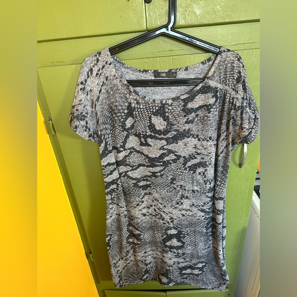 Gray Snake Print Women's Top